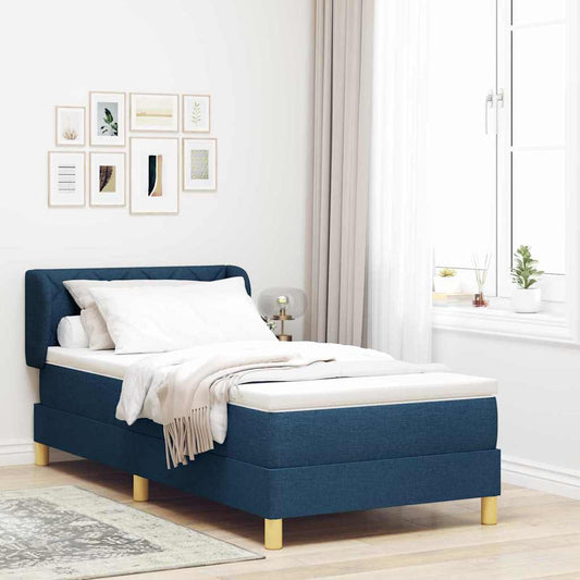 Letto a molle con testiera Blu 90 x 190 cm Tessuto | homemem39