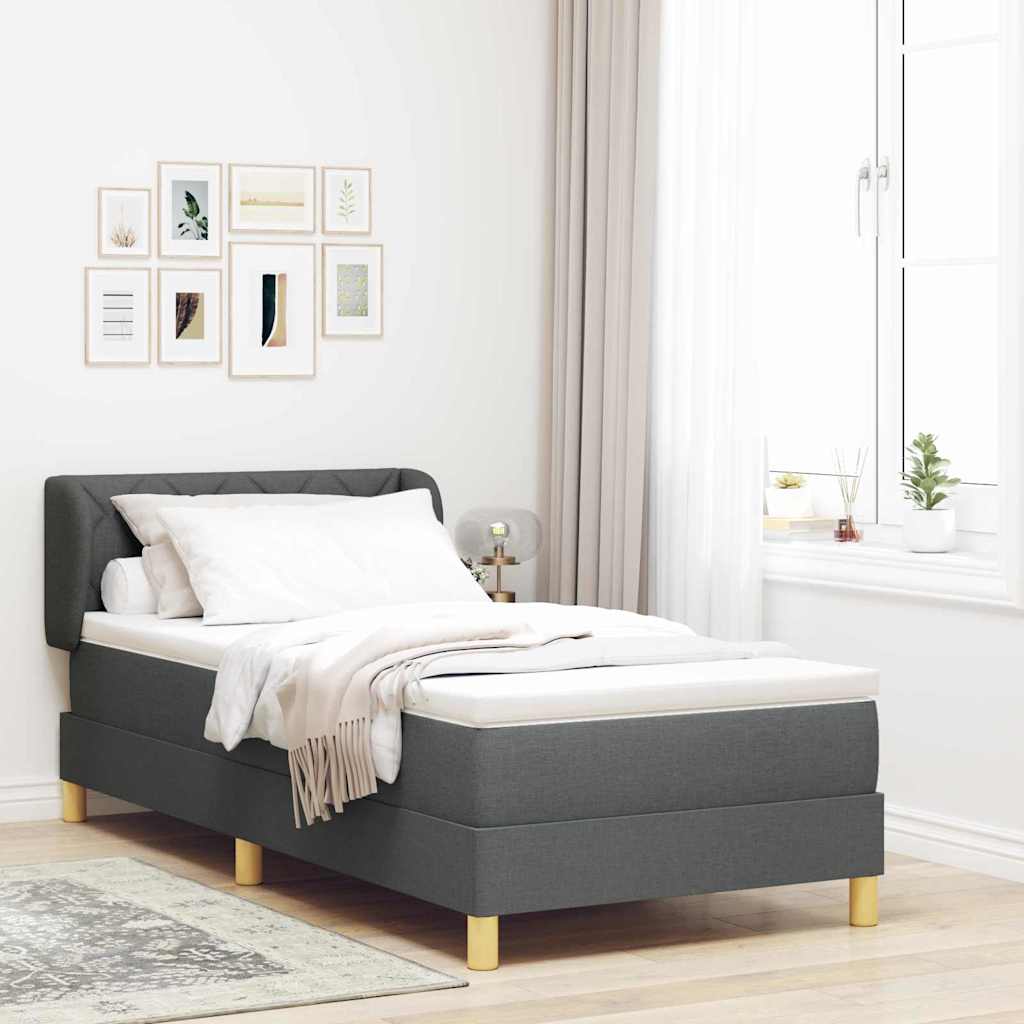 Letto a molle con testiera Grigio scuro 90 x 200 cm Tessuto | homemem39