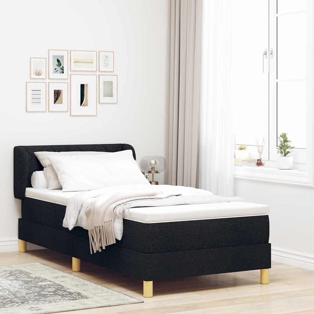 Letto a molle con materasso crema 90x200 cm Nero 90 x 200 cm