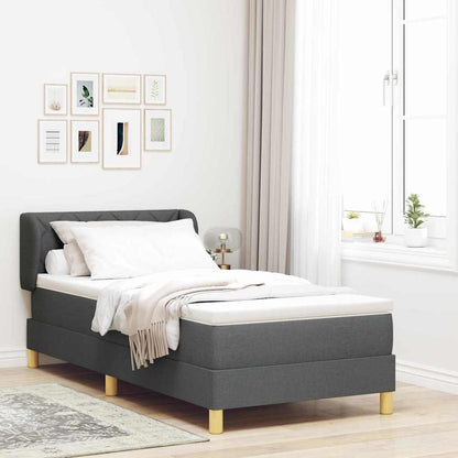 Letto a molle con materasso Grigio scuro 100 x 200 cm Tessuto