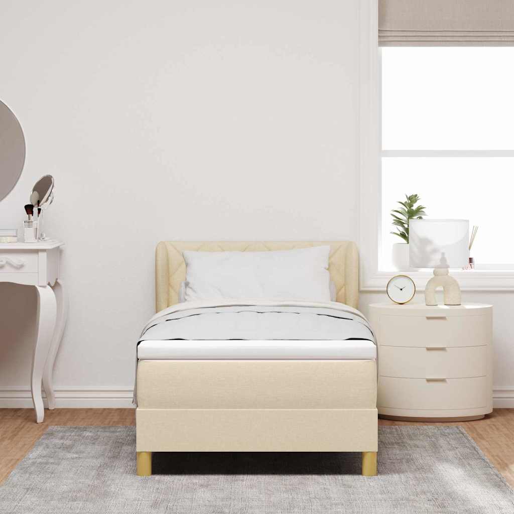 Letto a molle con testiera Crema 100 x 200 cm Tessuto | homemem39