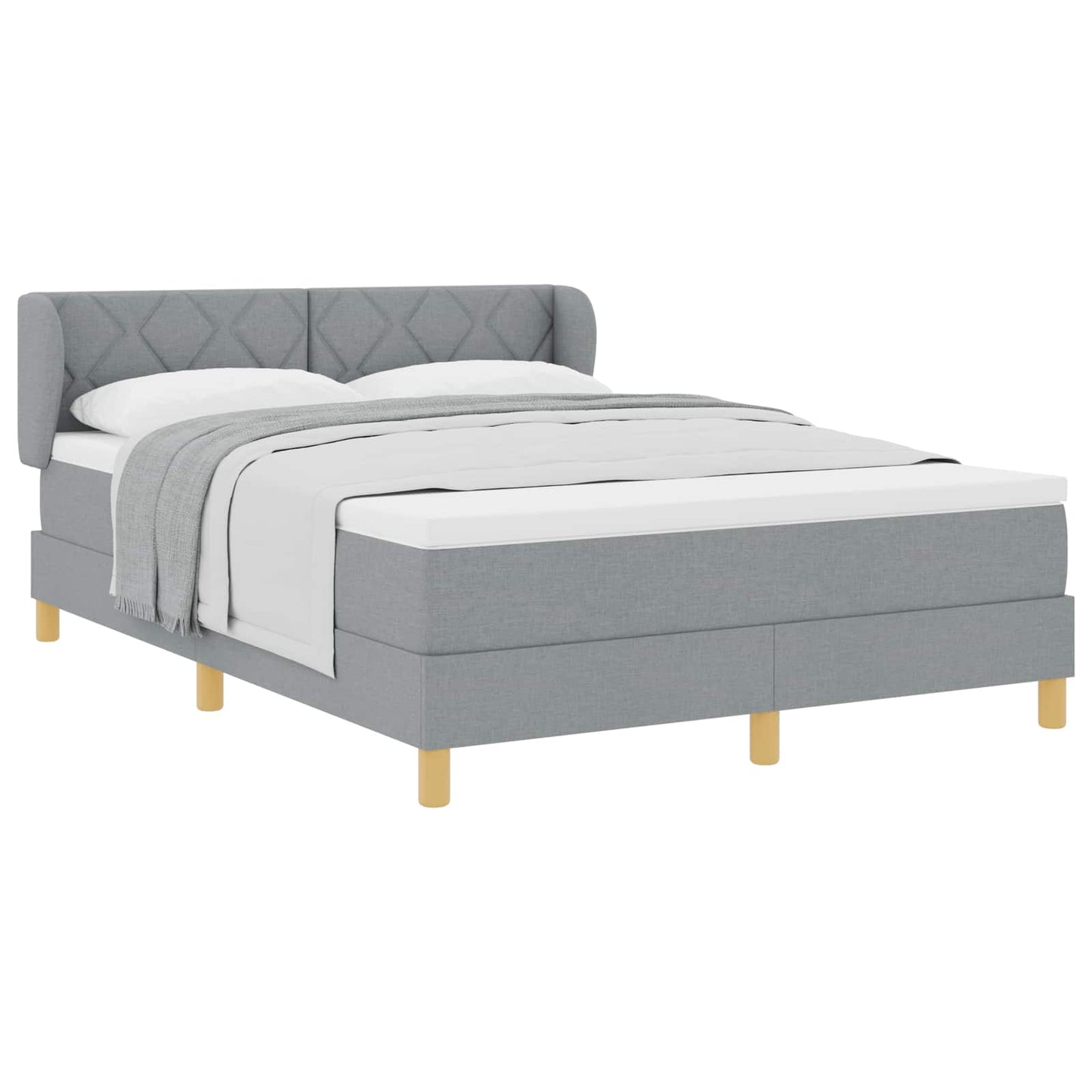 Letto a molle con testiera Grigio chiaro 140 x 190 cm Tessuto | homemem39