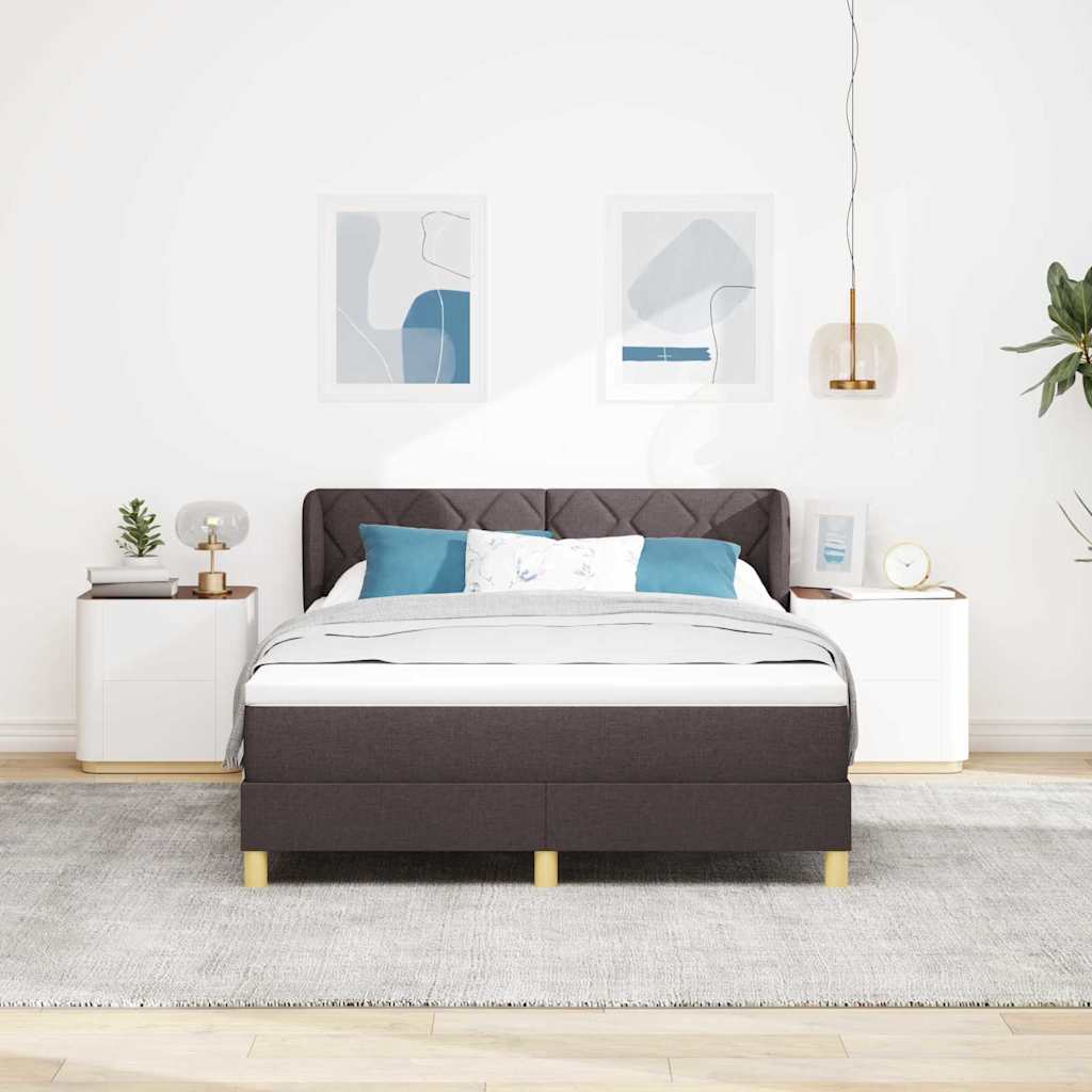 Letto a molle con testiera Marrone Scuro 140 x 190 cm Tessuto | homemem39