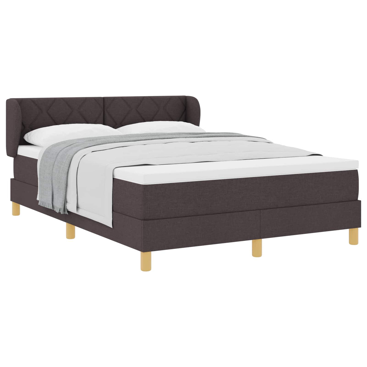Letto a molle con testiera Marrone Scuro 140 x 190 cm Tessuto | homemem39