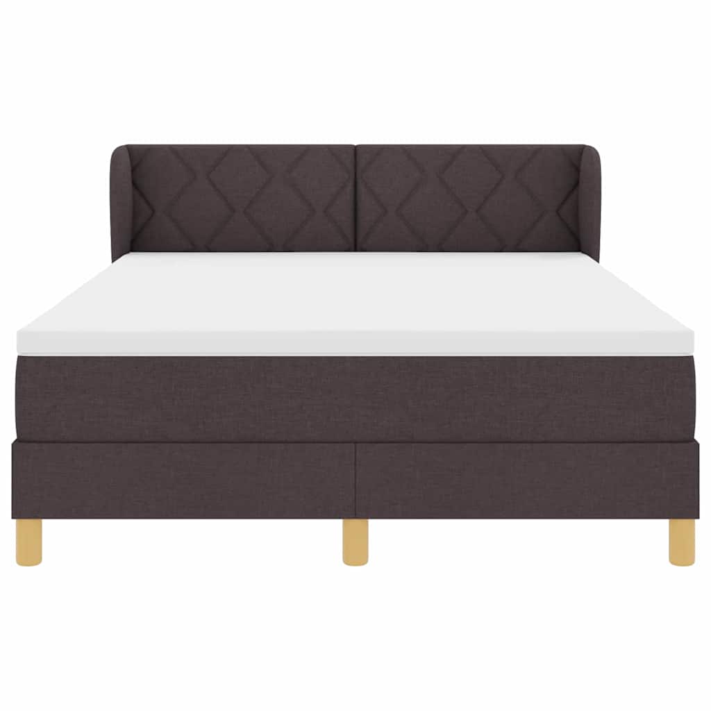 Letto a molle con testiera Marrone Scuro 140 x 190 cm Tessuto | homemem39