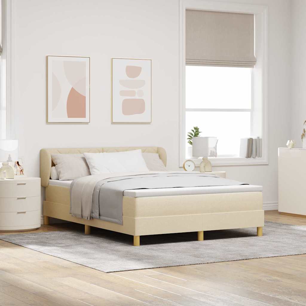 Letto a molle con testiera Crema 140 x 200 cm Tessuto