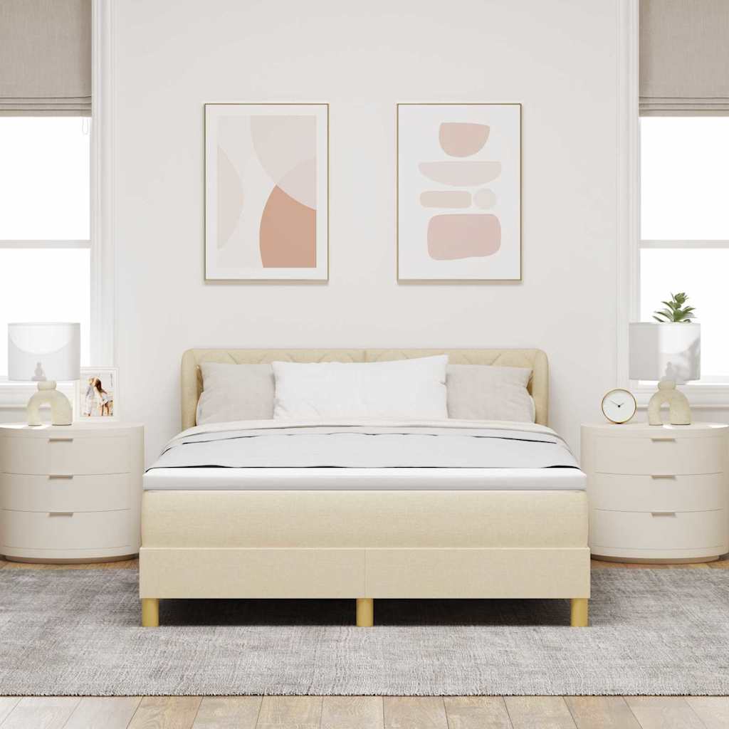 Letto a molle con testiera Crema 140 x 200 cm Tessuto | homemem39