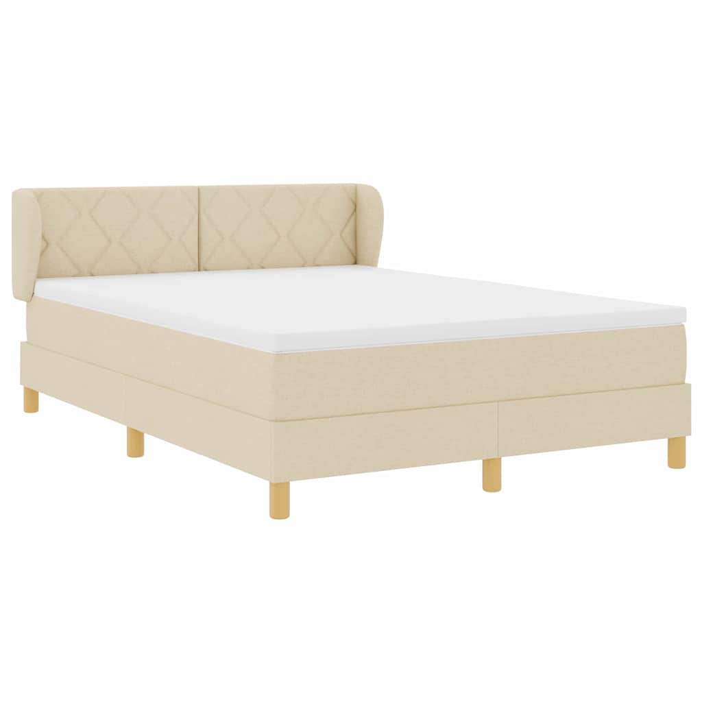 Letto a molle con testiera Crema 140 x 200 cm Tessuto | homemem39