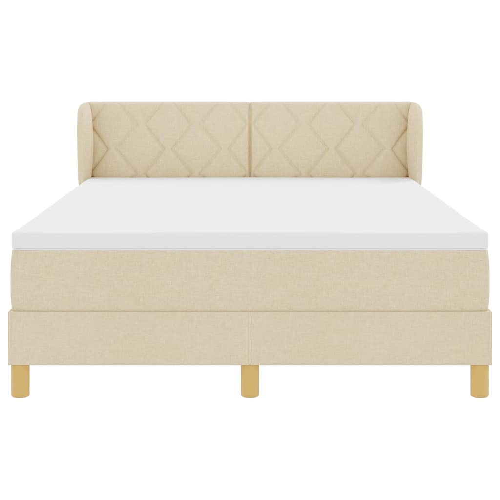 Letto a molle con testiera Crema 140 x 200 cm Tessuto | homemem39