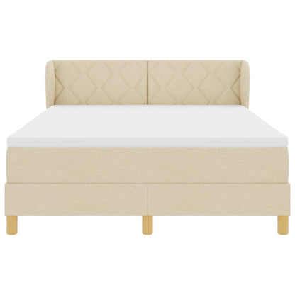 Letto a molle con testiera Crema 140 x 200 cm Tessuto | homemem39