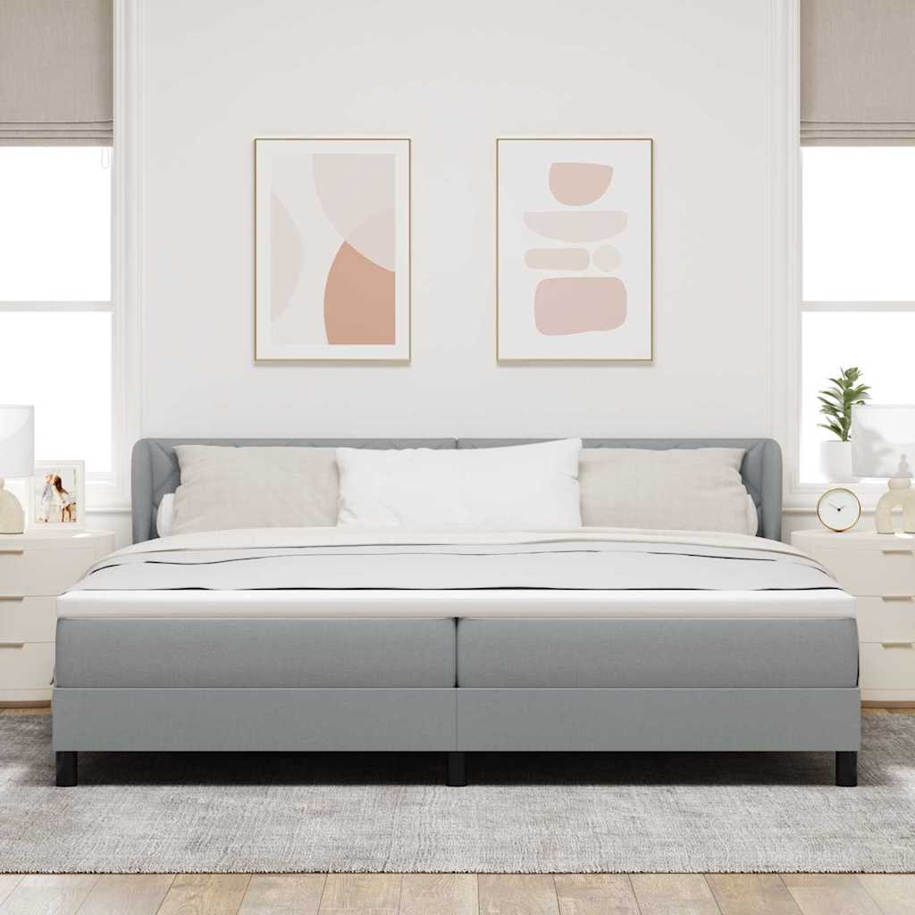 Letto a molle con testiera Grigio chiaro 200 x 200 cm Tessuto | homemem39