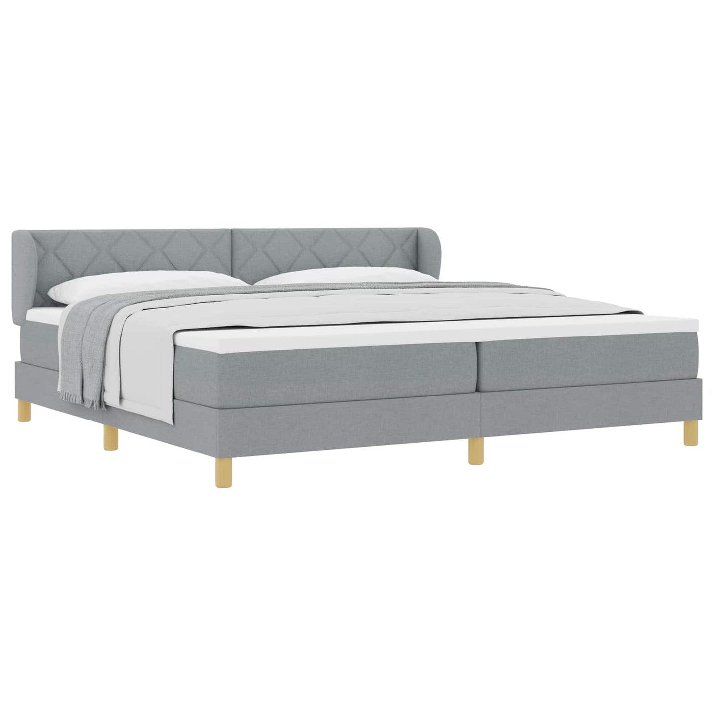 Letto a molle con testiera Grigio chiaro 200 x 200 cm Tessuto | homemem39
