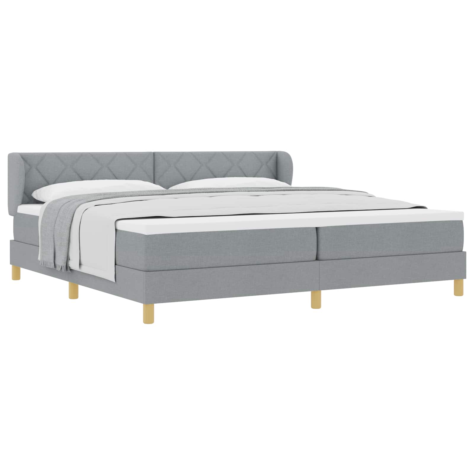 Letto a molle con testiera Grigio chiaro 200 x 200 cm Tessuto | homemem39