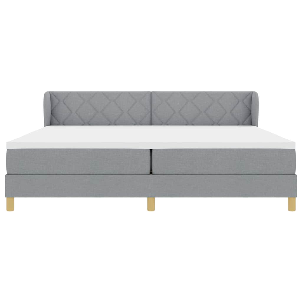 Letto a molle con testiera Grigio chiaro 200 x 200 cm Tessuto | homemem39