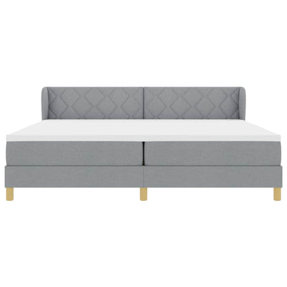 Letto a molle con testiera Grigio chiaro 200 x 200 cm Tessuto | homemem39
