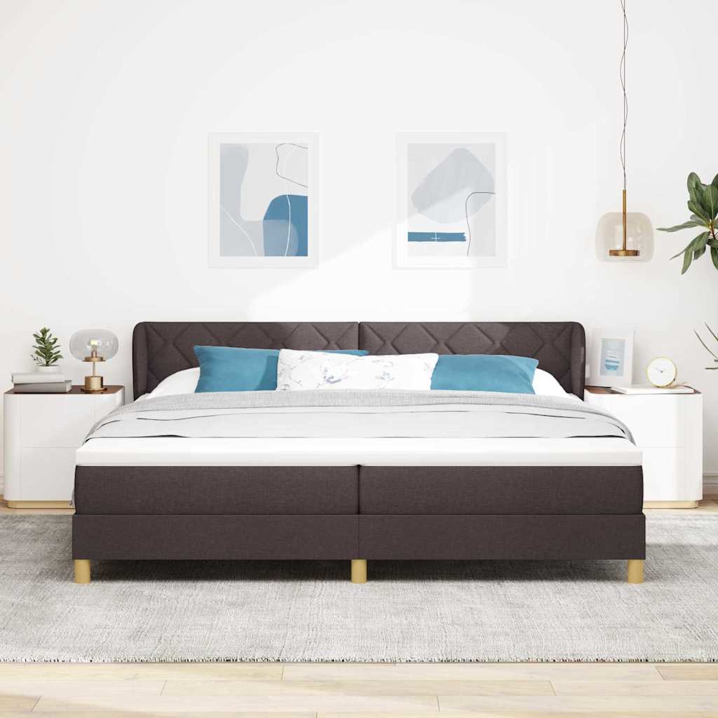 Letto a molle con testiera Marrone Scuro 200 x 200 cm Tessuto | homemem39