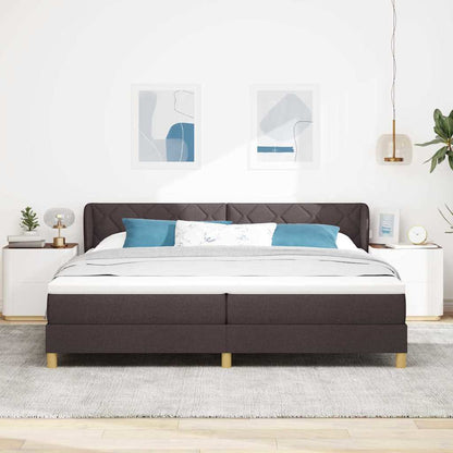 Letto a molle con testiera Marrone Scuro 200 x 200 cm Tessuto | homemem39