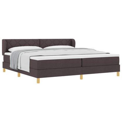 Letto a molle con testiera Marrone Scuro 200 x 200 cm Tessuto