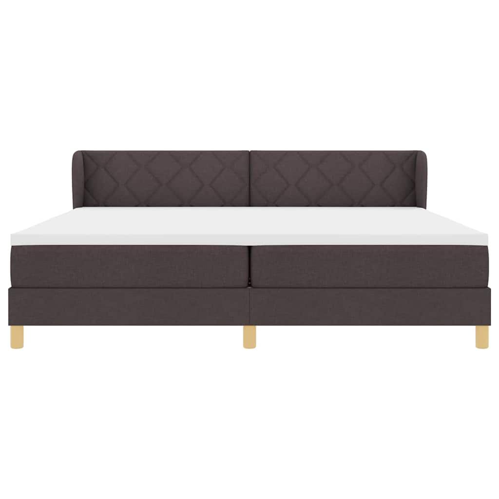 Letto a molle con testiera Marrone Scuro 200 x 200 cm Tessuto | homemem39