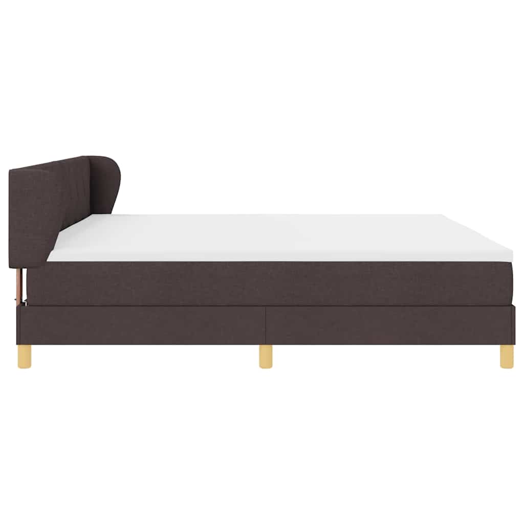 Letto a molle con testiera Marrone Scuro 200 x 200 cm Tessuto | homemem39