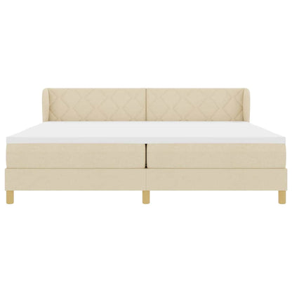 Letto a molle con testiera Crema 200 x 200 cm Tessuto | homemem39