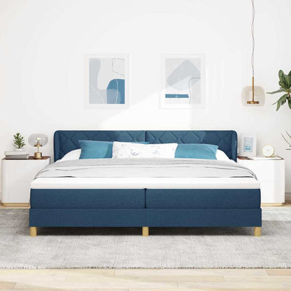 Letto a molle con testiera Blu 200 x 200 cm Tessuto | homemem39