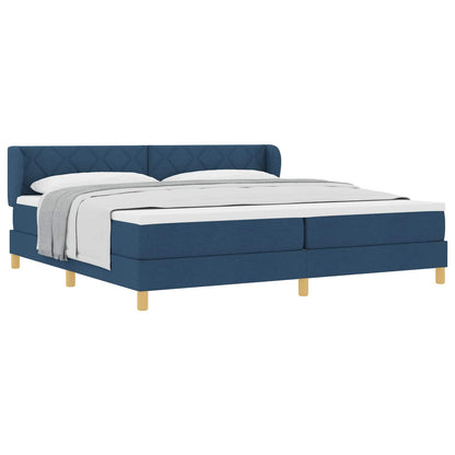 Letto a molle con testiera Blu 200 x 200 cm Tessuto