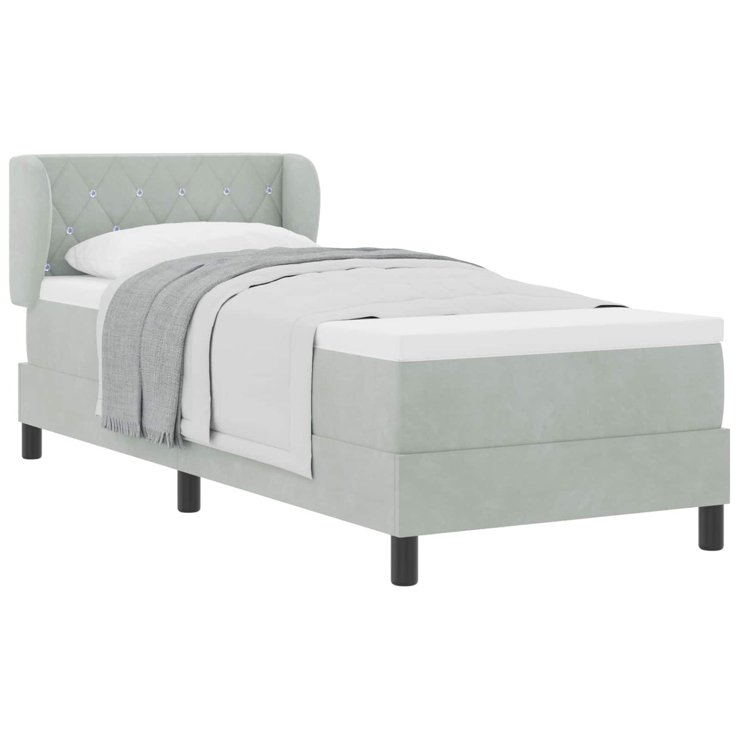 Letto a molle con testiera Grigio chiaro 80 x 200 cm Velluto | homemem39