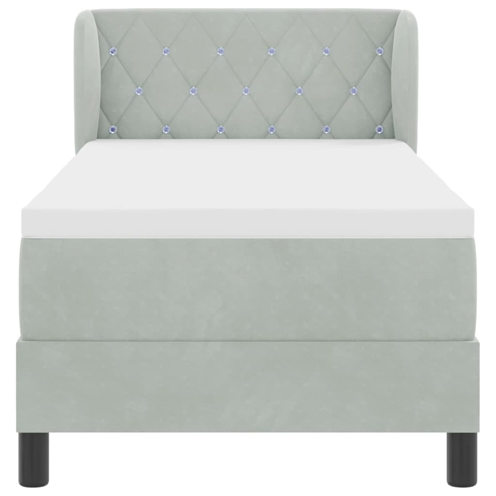 Letto a molle con testiera Grigio chiaro 80 x 200 cm Velluto | homemem39