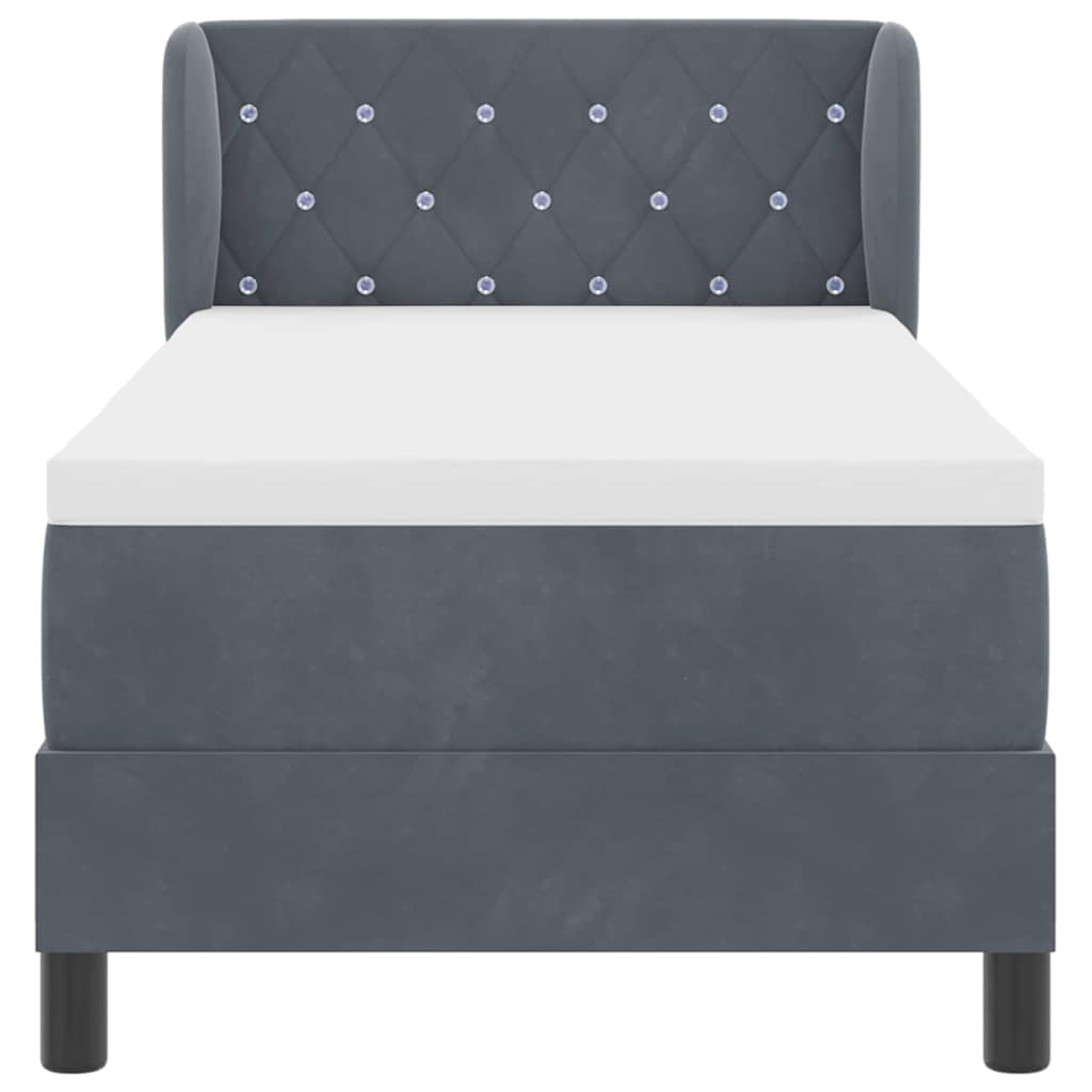 Letto a molle con testiera Grigio scuro 80 x 200 cm Velluto | homemem39