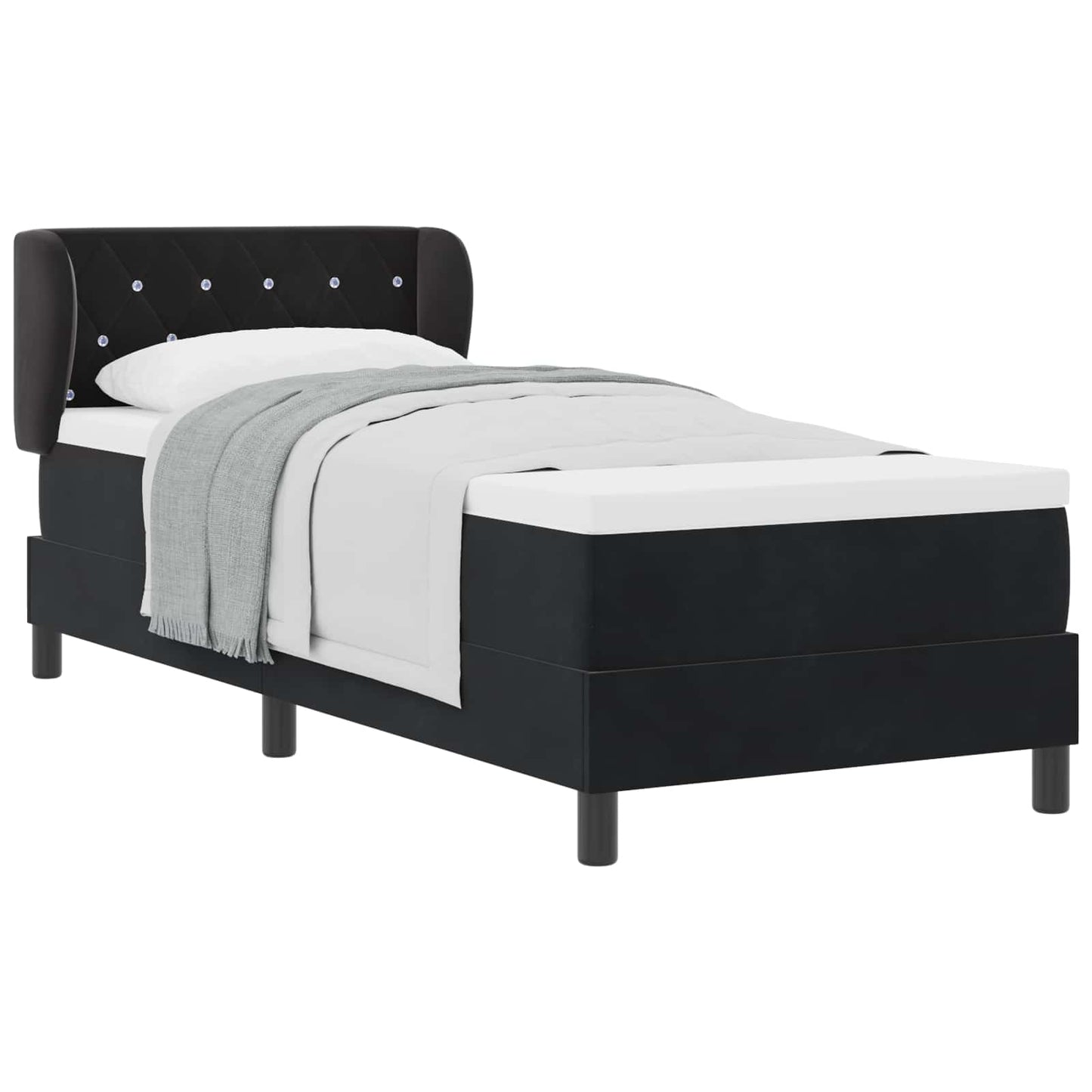 Letto a molle con testiera Nero 80 x 200 cm Velluto