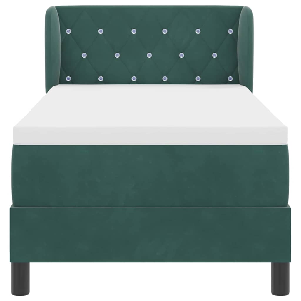 Letto a molle con testiera Verde scuro 80 x 200 cm Velluto | homemem39