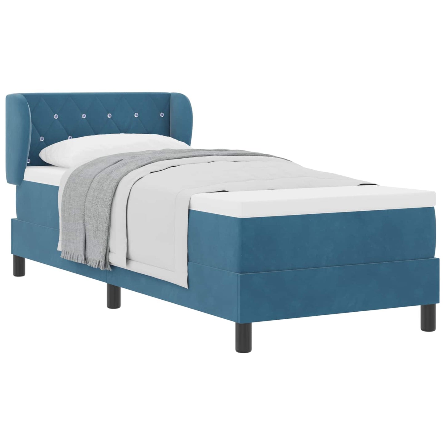 Letto a molle con testiera Blu scuro 80 x 200 cm Velluto