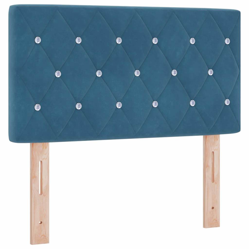 Letto a molle con testiera Blu scuro 80 x 200 cm Velluto
