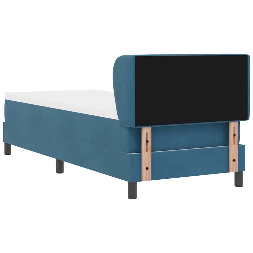 Letto a molle con testiera Blu scuro 80 x 200 cm Velluto
