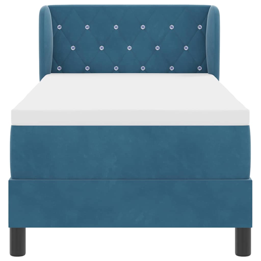 Letto a molle con testiera Blu scuro 80 x 200 cm Velluto