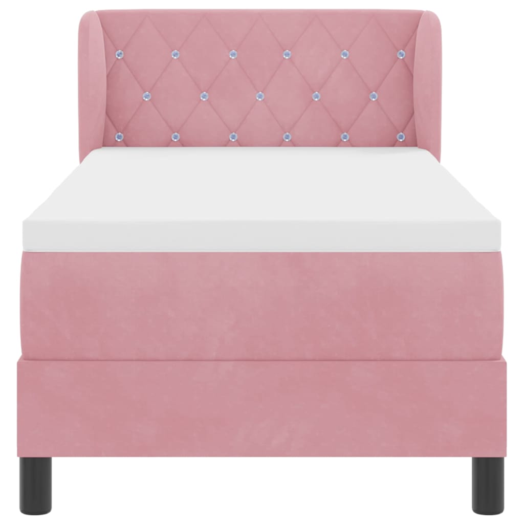 Letto a molle con testiera Rosa 80 x 200 cm Velluto | homemem39