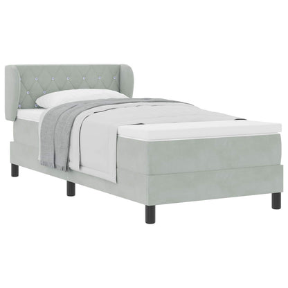 Letto a molle con testiera Grigio chiaro 90 x 190 cm Velluto | homemem39