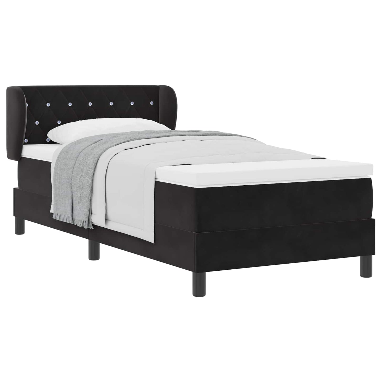 Letto a molle con testiera Nero 90 x 190 cm Velluto | homemem39