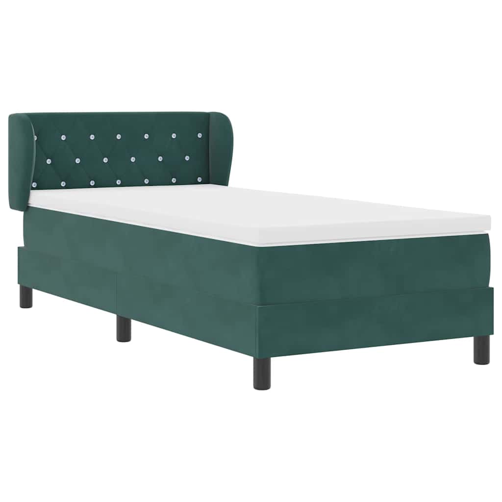 Letto a molle con testiera Verde scuro 90 x 190 cm Velluto | homemem39
