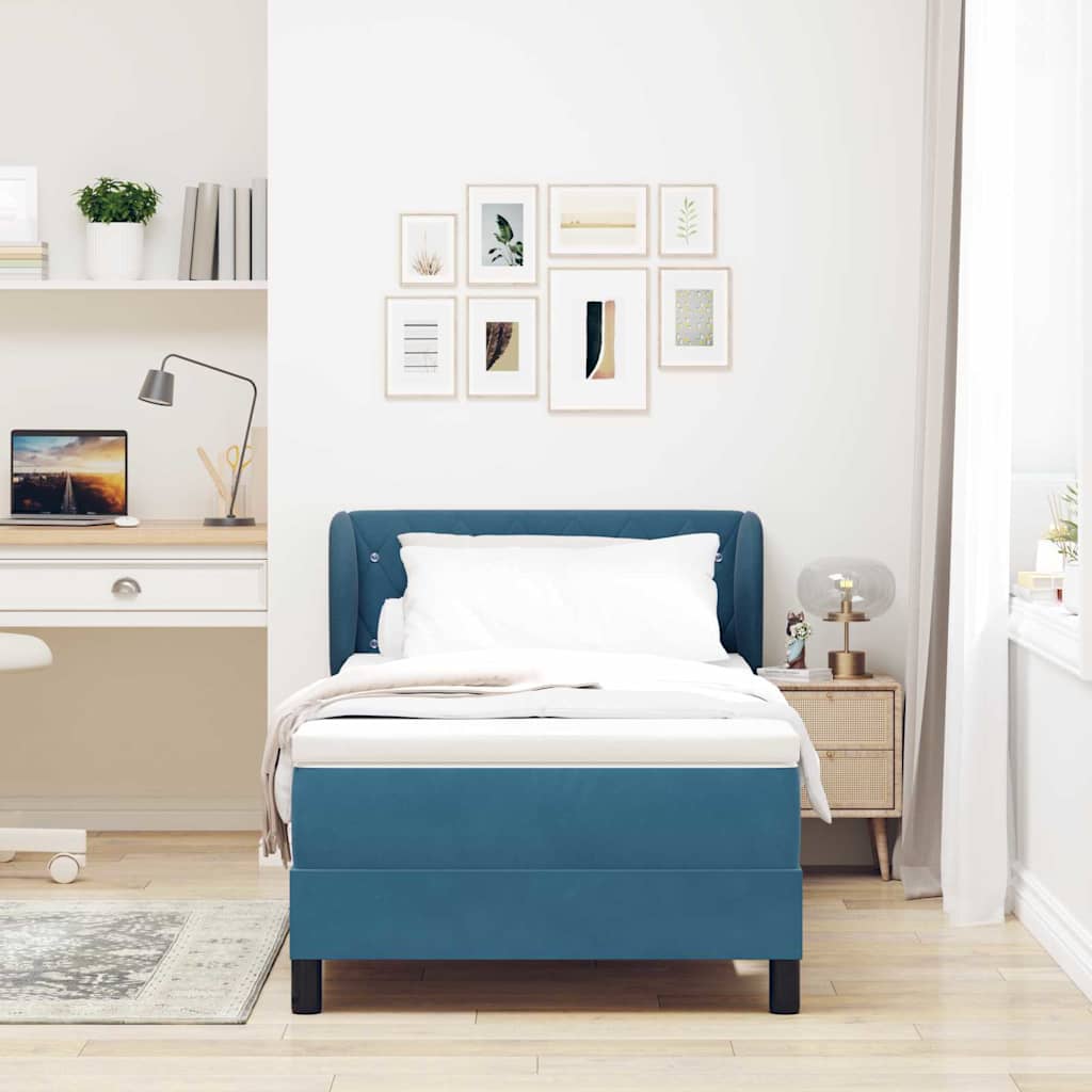 Letto a molle con testiera Blu scuro 90 x 190 cm Velluto | homemem39