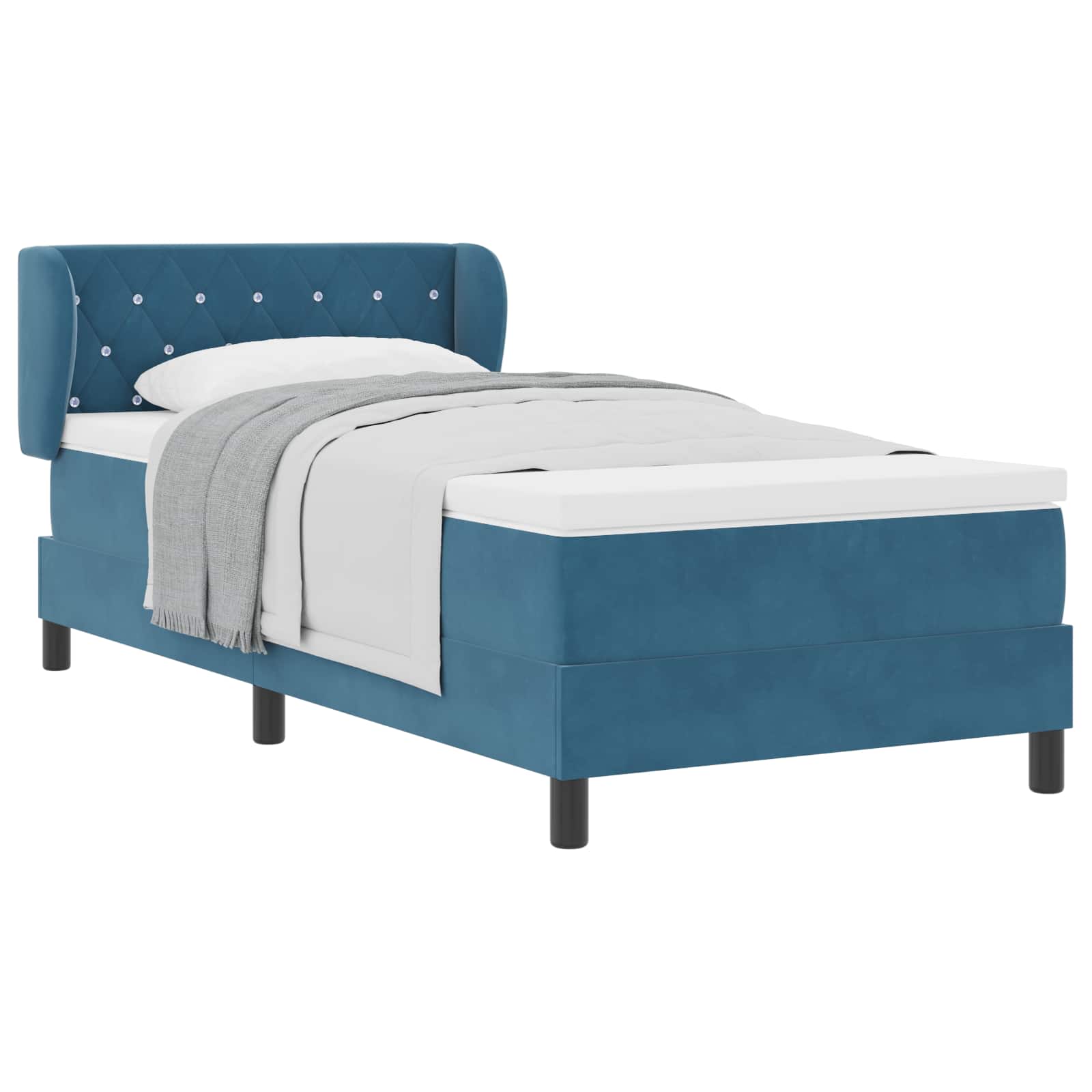 Letto a molle con testiera Blu scuro 90 x 190 cm Velluto | homemem39