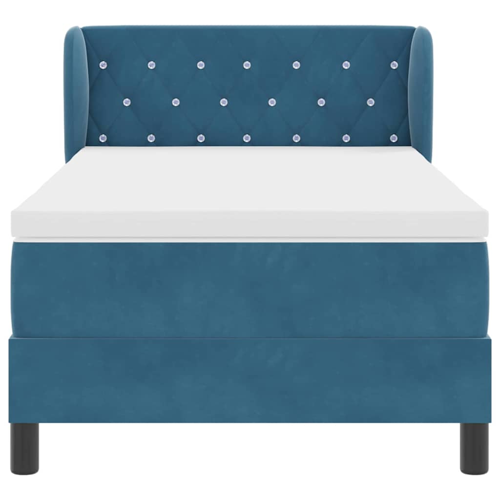 Letto a molle con testiera Blu scuro 90 x 190 cm Velluto | homemem39
