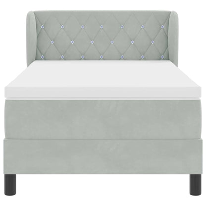 Letto a molle con testiera Grigio chiaro 90 x 200 cm Velluto | homemem39