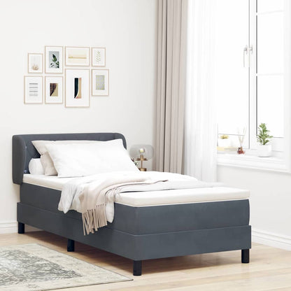 Letto con Molle e Materasso Grigio Scuro 80x200 cm Velluto