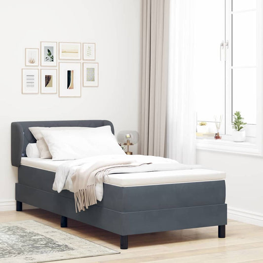Letto con Molle e Materasso Grigio Scuro 80x200 cm Velluto