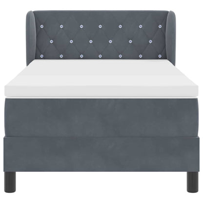 Letto con Molle e Materasso Grigio Scuro 80x200 cm Velluto