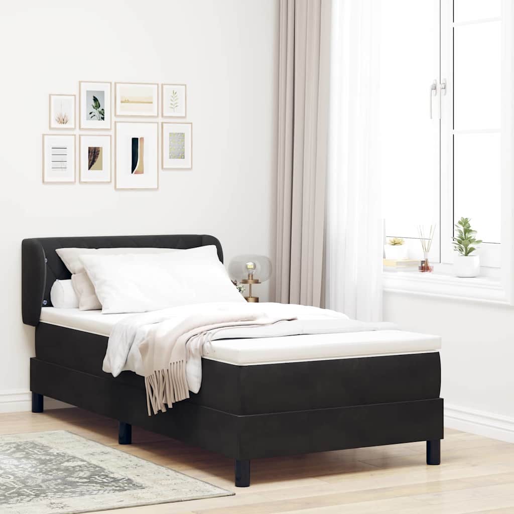Letto a molle con testiera Nero 90 x 200 cm Velluto | homemem39