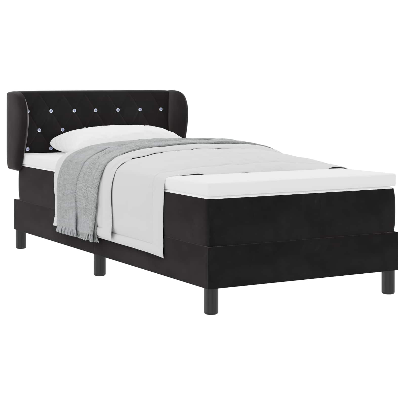 Letto a molle con testiera Nero 90 x 200 cm Velluto | homemem39