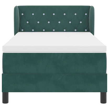 Letto a molle con testiera Verde scuro 90 x 200 cm Velluto | homemem39